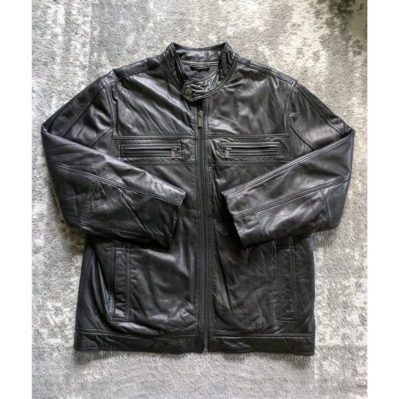 Michael Kors Men's Genuine Leather Moto Racer Jacket - XL - Picture 1 of 16